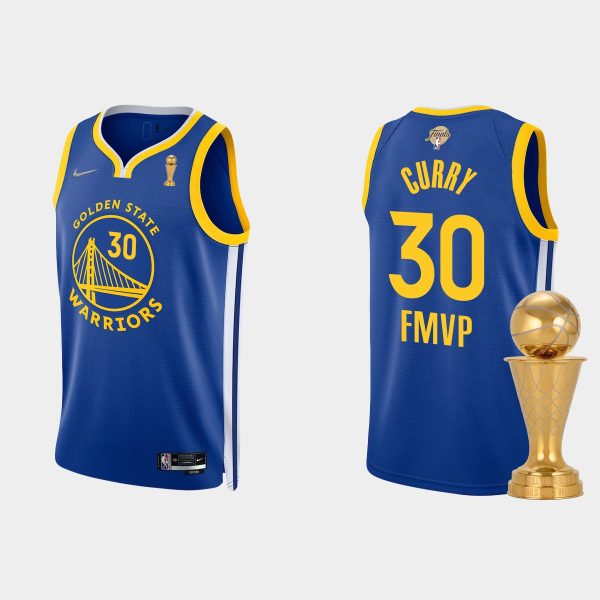 Golden State Warriors #30 Stephen Curry Jersey 2021-22 NBA FMVP Royal