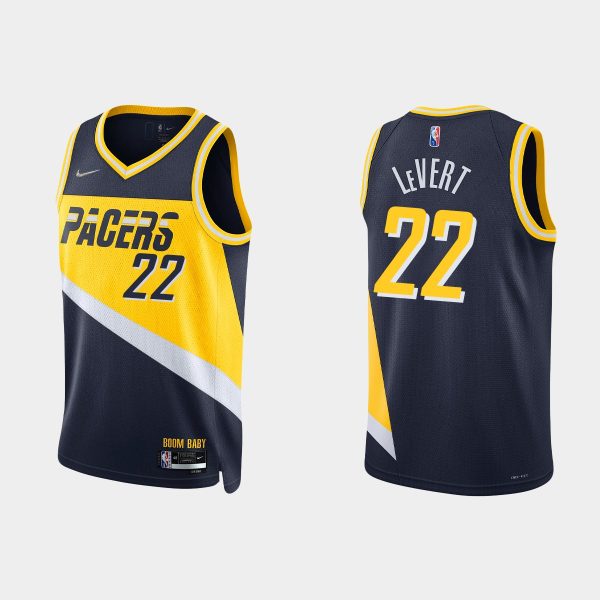 Men 2021-22 Indiana Pacers No. 22 Caris LeVert 75th Anniversary City Black Jersey