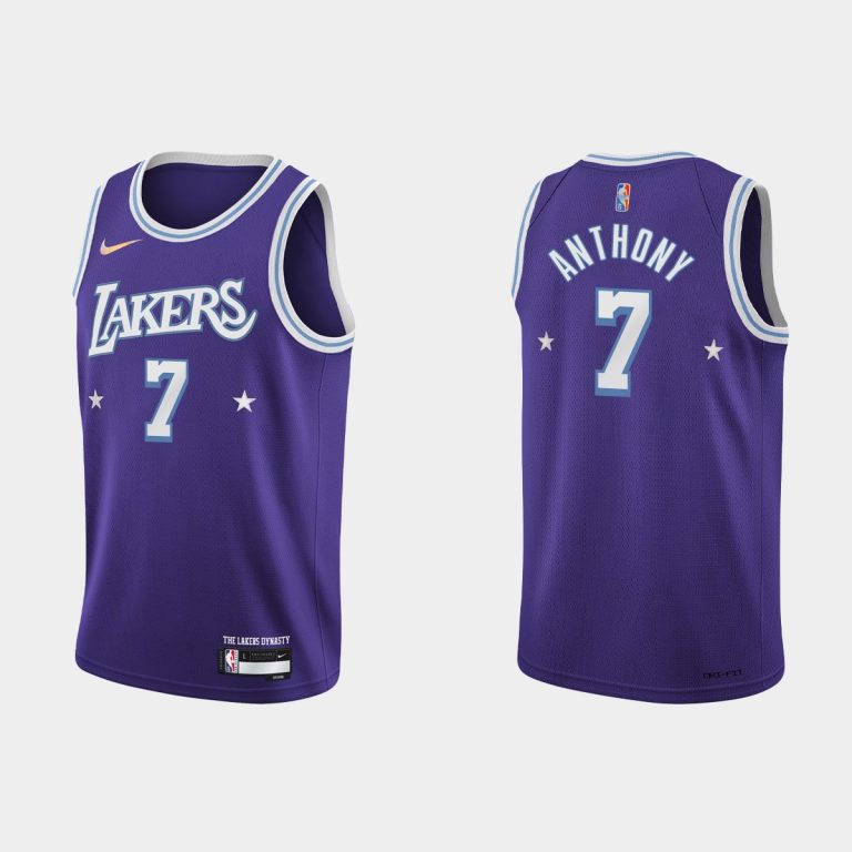 Men 2021-22 Los Angeles Lakers No. 7 Carmelo Anthony 75th Anniversary City Purple Jersey