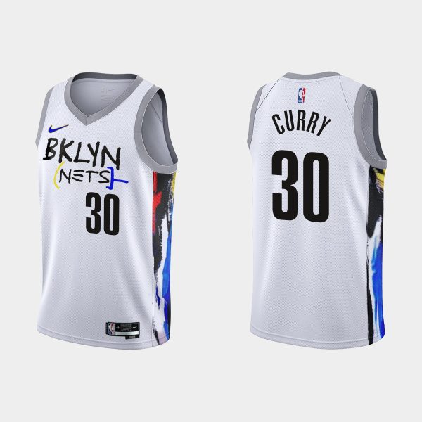 Men 2022-23 Brooklyn Nets No. 30 Seth Curry City Edition White Swingman Jersey