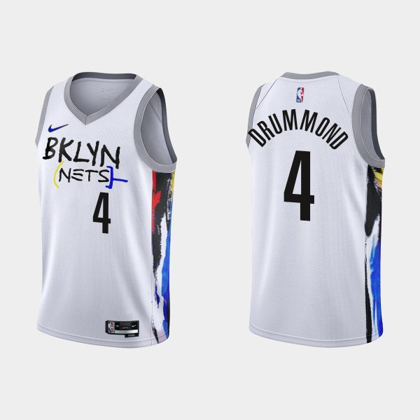 Men 2022-23 Brooklyn Nets No. 4 Andre Drummond City Edition White Swingman Jersey