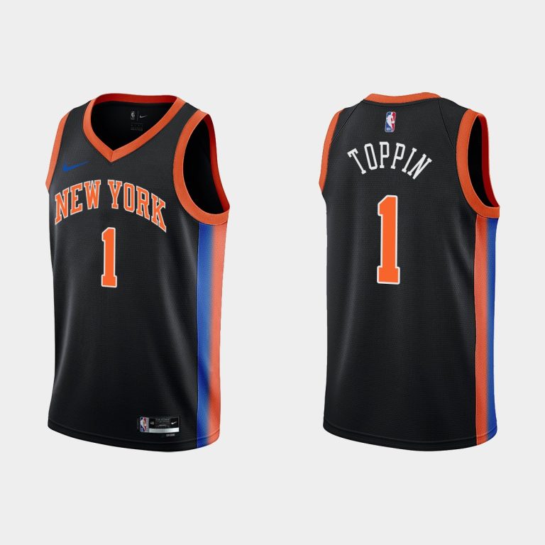 Men 2022-23 New York Knicks No. 1 Obi Toppin City Edition Black Swingman Jersey