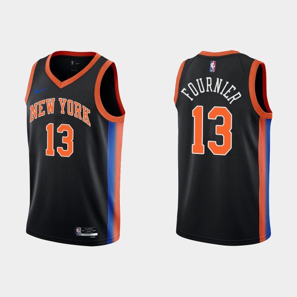 Men 2022-23 New York Knicks No. 13 Evan Fournier City Edition Black Swingman Jersey