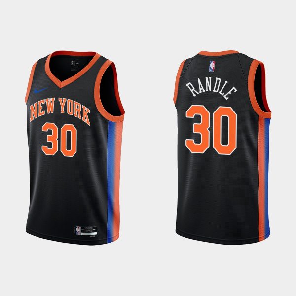 Men 2022-23 New York Knicks No. 30 Julius Randle City Edition Black Swingman Jersey