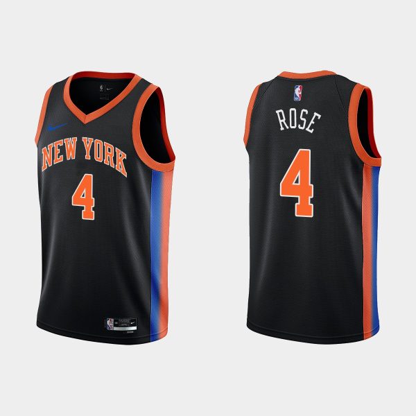 Men 2022-23 New York Knicks No. 4 Derrick Rose City Edition Black Swingman Jersey