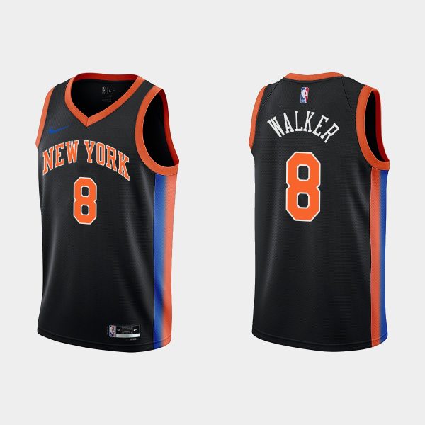 Men 2022-23 New York Knicks No. 8 Kemba Walker City Edition Black Swingman Jersey