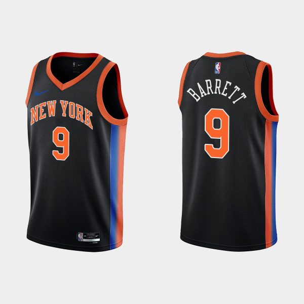 Men 2022-23 New York Knicks No. 9 RJ Barrett City Edition Black Swingman Jersey