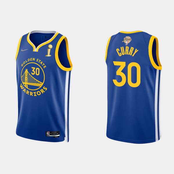 Men 2022 NBA Finals Champions Stephen Curry #30 Royal Icon Royal Jersey