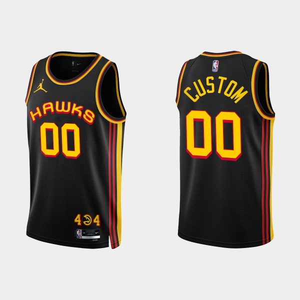 Men Atlanta Hawks #00 Custom 2022-23 Statement Edition Black Jersey