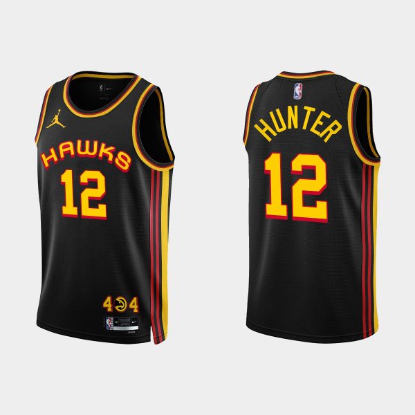 Men Atlanta Hawks #12 De’Andre Hunter 2022-23 Statement Edition Black ...