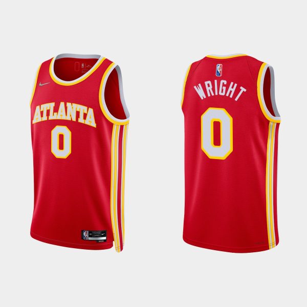 Men Atlanta Hawks Delon Wright #0 2021/22 75th Anniversary Icon Red Jersey Diamond