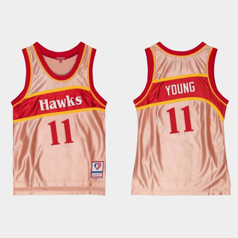 Men Atlanta Hawks No. 11 Trae Young 75th Anniversary Rose Gold Jersey