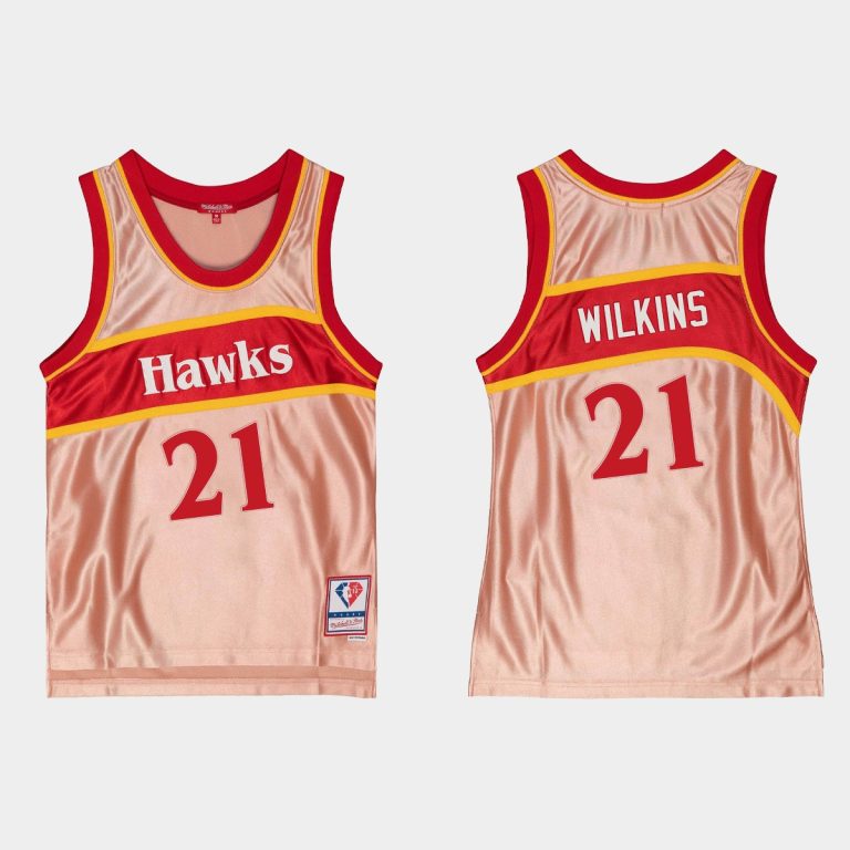 Men Atlanta Hawks No. 21 Dominique Wilkins 75th Anniversary Rose Gold Jersey