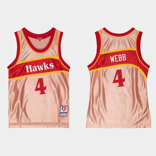 Men Atlanta Hawks No. 4 Spud Webb 75th Anniversary Rose Gold Jersey