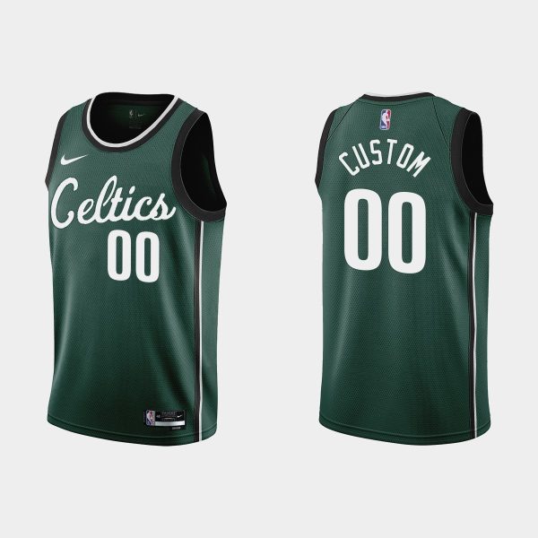 Men Boston Celtics #00 Custom 2022-23 City Edition Green Jersey