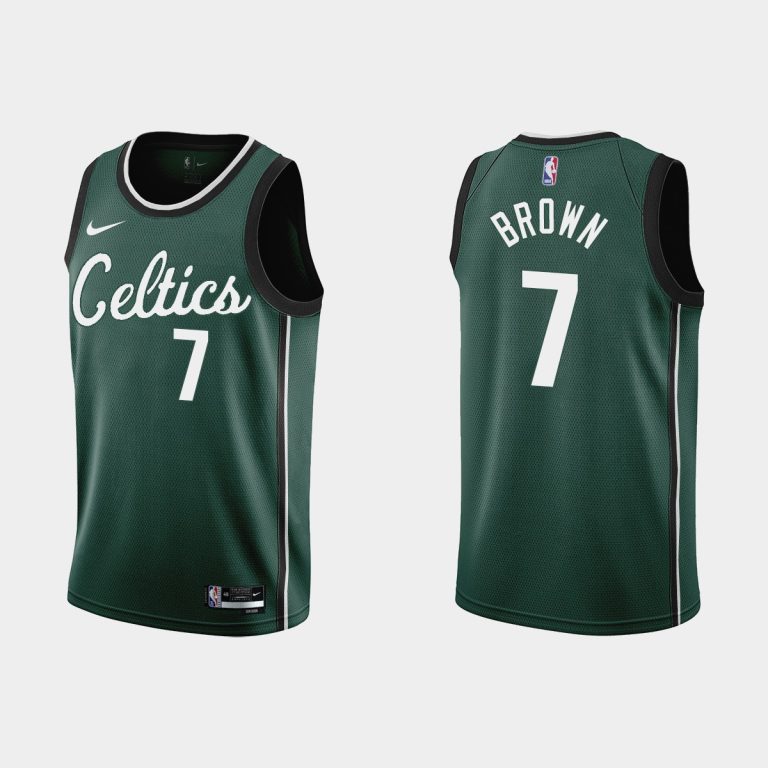 Men Boston Celtics #7 Jaylen Brown 2022-23 City Edition Green Jersey