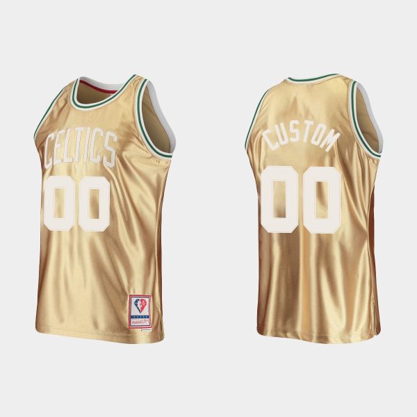 Men Boston Celtics Mitchell & Ness Custom 00 #75th Anniversary Gold HWC Limited Jersey