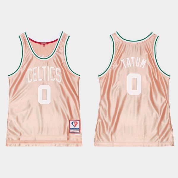 Men Boston Celtics NBA 75th Anniversary #0 Jayson Tatum Mitchell & Ness Rose Gold Jersey