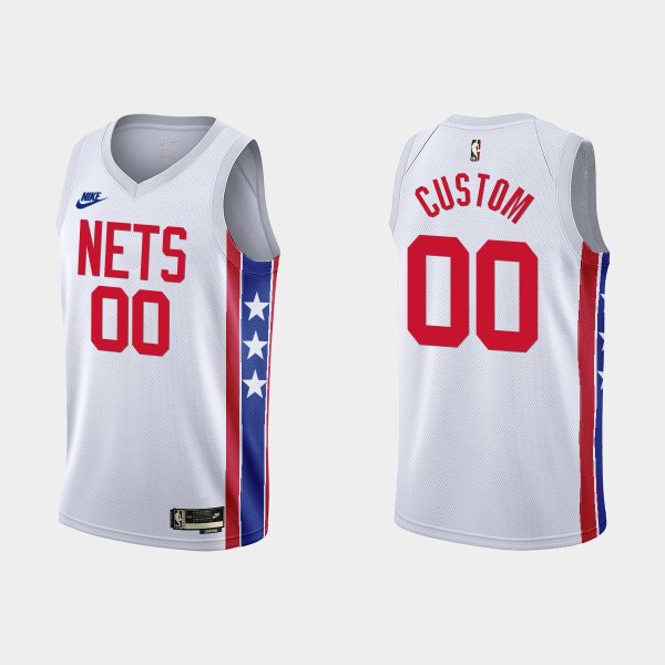 Men Brooklyn Nets Custom #00 2022-23 Classic Edition White Jersey