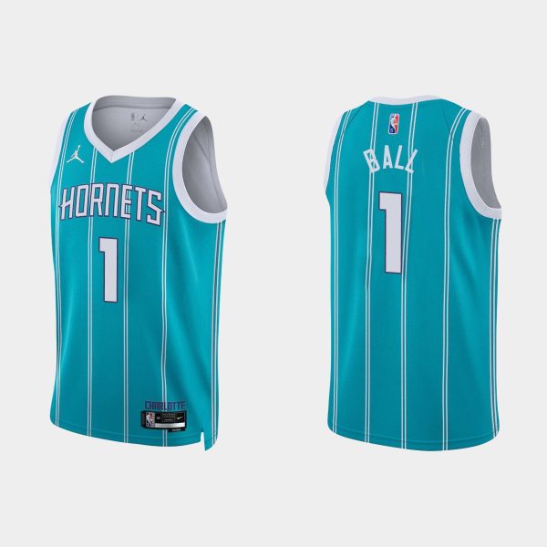 Men Charlotte Hornets #1 LaMelo Ball 2022-23 Icon Edition Teal Jersey