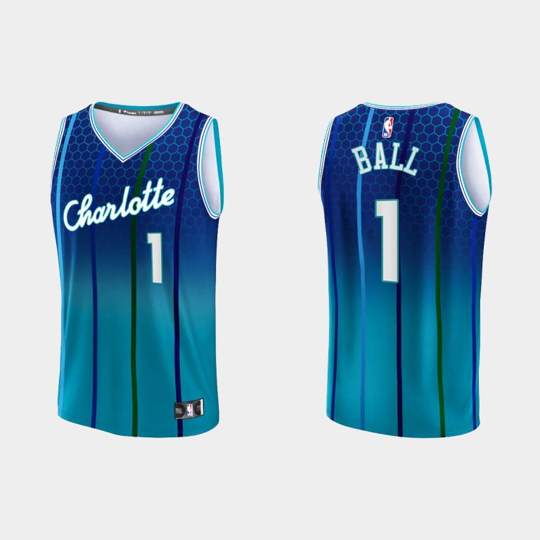 Men Charlotte Hornets #1 LaMelo Ball 2022-23 Replica Blue Jersey