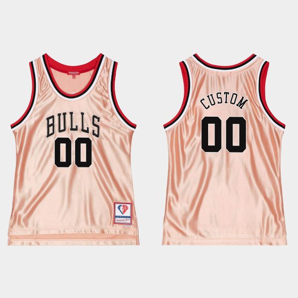 Men Chicago Bulls No. 00 Custom 75th Anniversary Rose Gold Jersey