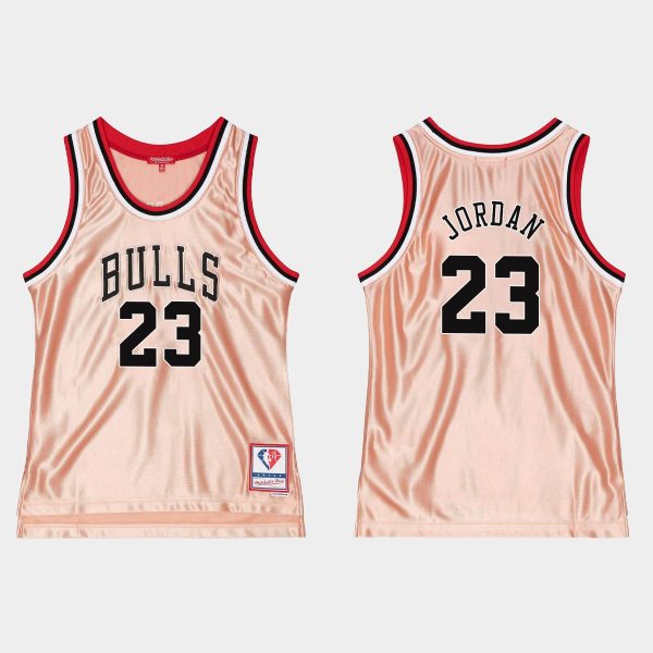 Men Chicago Bulls No. 23 Michael Jordan 75th Anniversary Rose Gold Jersey