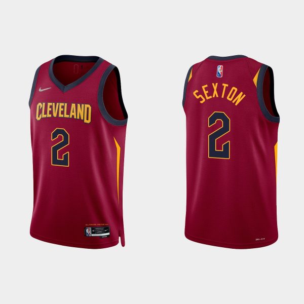 Men Cleveland Cavaliers Collin Sexton #2 2021/22 75th Anniversary Diamond Wine Jersey Icon