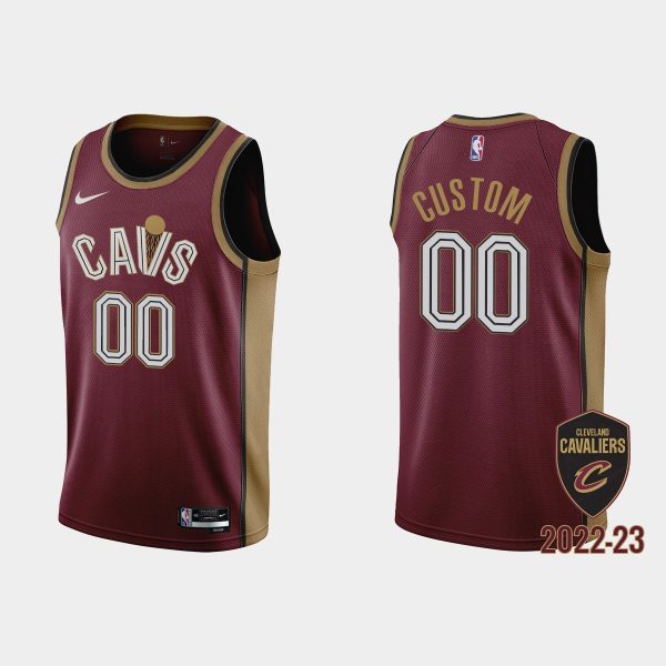 Men Gold is Back Cleveland Cavaliers #00 Custom 2022-23 Icon Edition Wine Jersey
