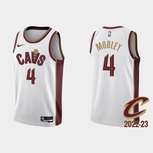 Men Gold is Back Cleveland Cavaliers #4 Evan Mobley 2022-23 Association Edition White Jersey