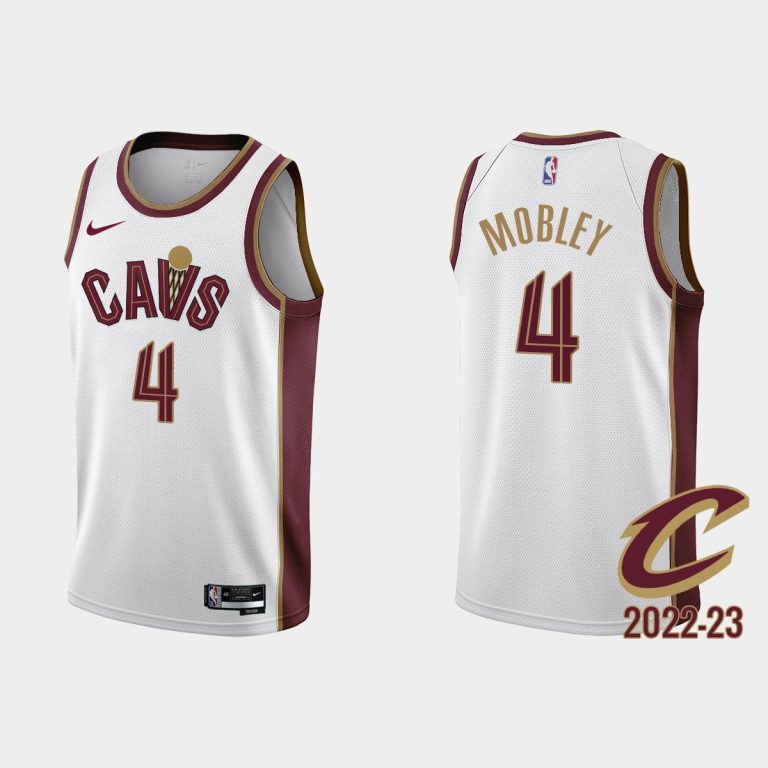 Men Gold is Back Cleveland Cavaliers #4 Evan Mobley 2022-23 Association Edition White Jersey
