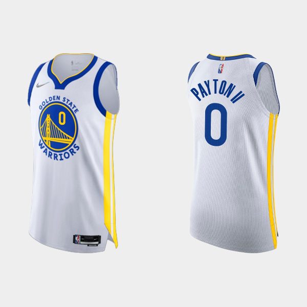 Men Golden State Warriors Gary Payton II #0 2021/22 75th Anniversary Association White Jersey