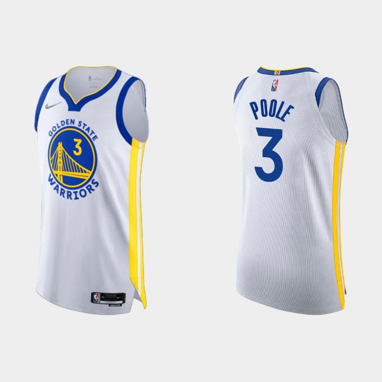 Men Golden State Warriors Jordan Poole #3 2021/22 75th Anniversary Association White Jersey