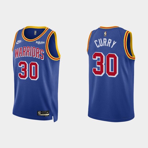 Men Golden State Warriors Stephen Curry #30 2021/22 Classic Edition Year Zero 75th Anniversary Royal Jersey