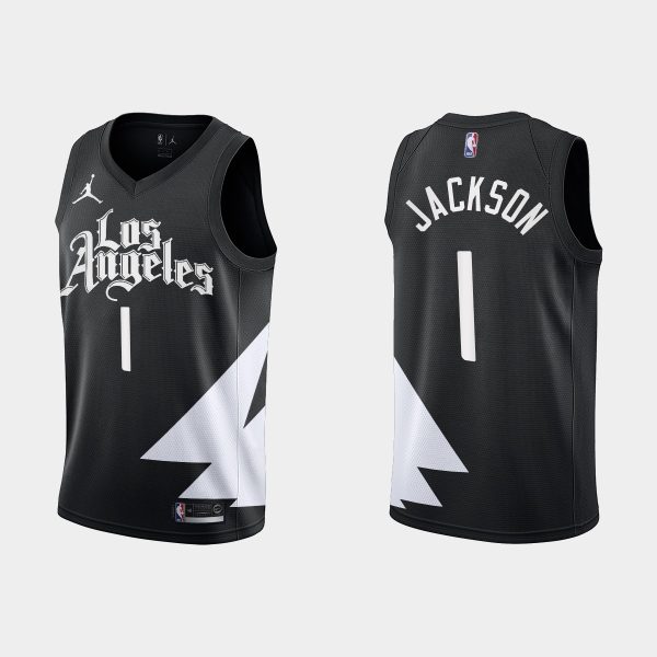 Men Los Angeles Clippers #1 Reggie Jackson 2022-23 Statement Edition Black Jersey