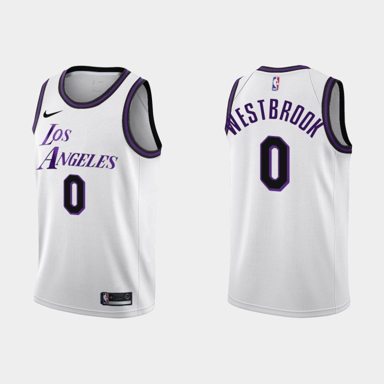 Men Los Angeles Lakers #0 Russell Westbrook 2022-23 City Edition White Jersey