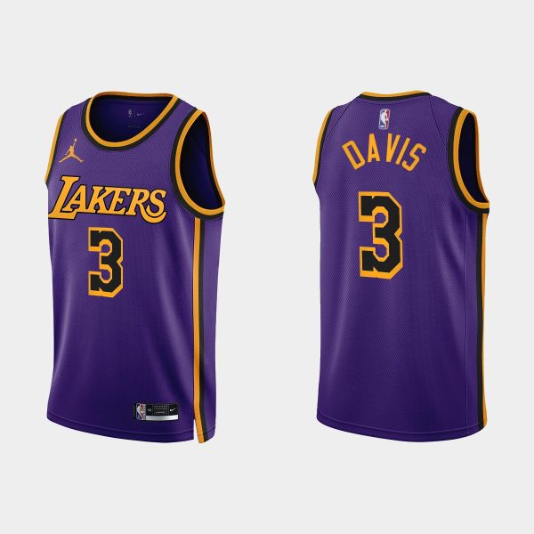 Men Los Angeles Lakers #3 Anthony Davis 2022-23 Statement Edition Purple Jersey