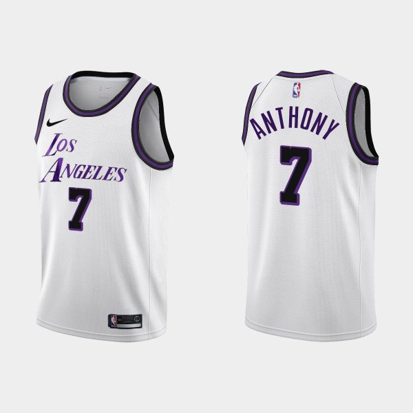 Men Los Angeles Lakers #7 Carmelo Anthony 2022-23 City Edition White Jersey