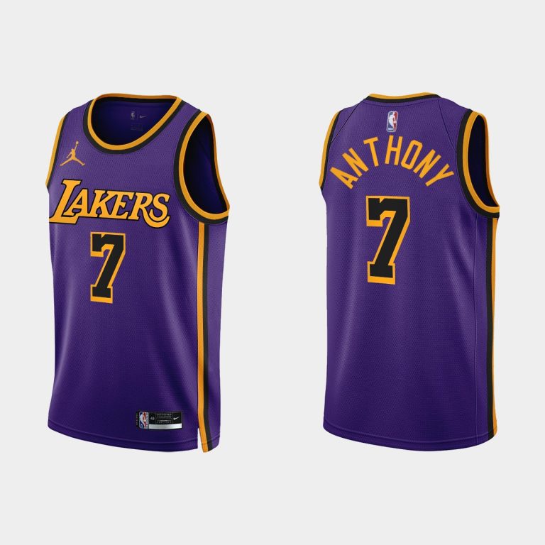 Men Los Angeles Lakers #7 Carmelo Anthony 2022-23 Statement Edition Purple Jersey