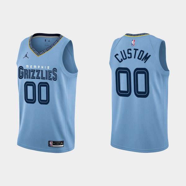 Men Memphis Grizzlies #00 Custom 2022-23 Statement Edition Blue Jersey