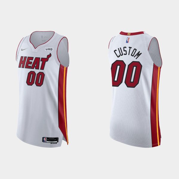 Men Miami Heat Custom #00 2021/22 75th Anniversary Association White Jersey