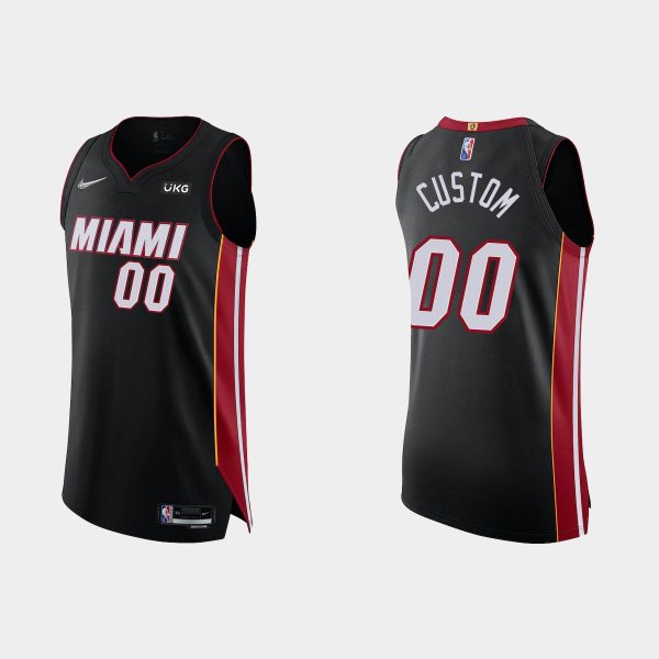 Men Miami Heat Custom #00 2021/22 75th Anniversary Icon Black Jersey