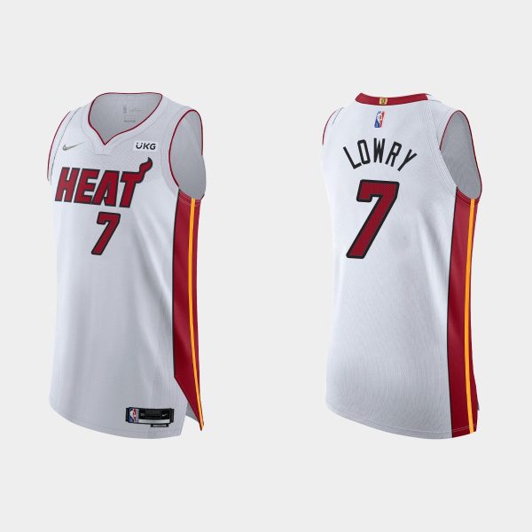 Men Miami Heat Kyle Lowry #7 2021/22 75th Anniversary Association White Jersey