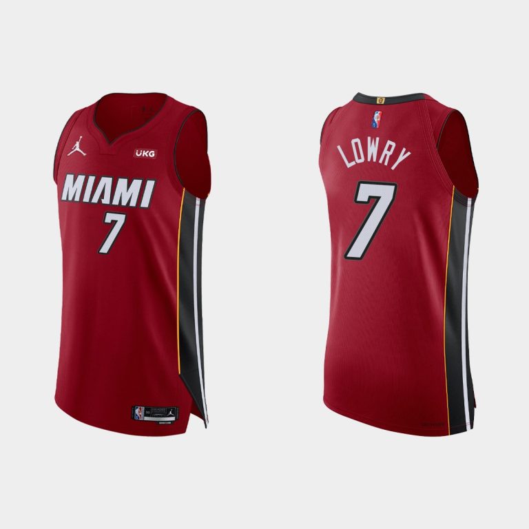 Men Miami Heat Kyle Lowry #7 2021/22 75th Anniversary Statement Red Jersey