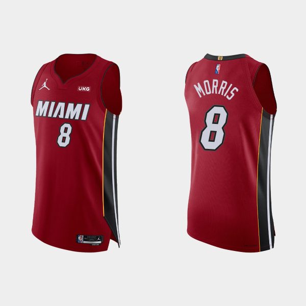 Men Miami Heat Markieff Morris #8 2021/22 75th Anniversary Statement Red Jersey