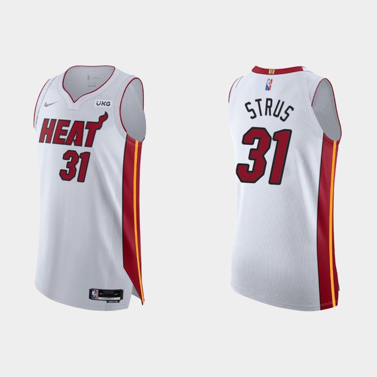 Men Miami Heat Max Strus #31 2021/22 75th Anniversary Association White Jersey