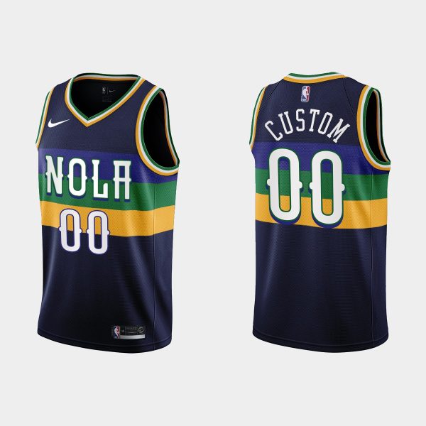 Men New Orleans Pelicans #00 Custom 2022-23 City Edition Navy Jersey