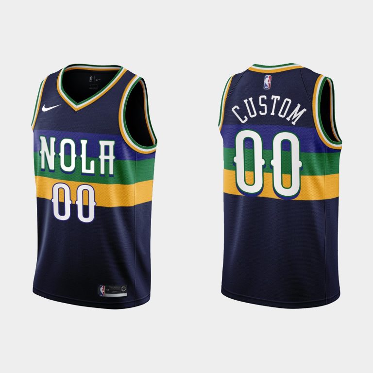 Men New Orleans Pelicans #00 Custom 2022-23 City Edition Navy Jersey