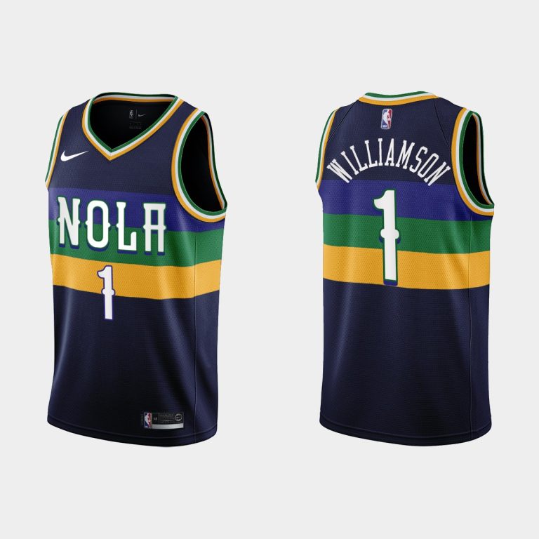 Men New Orleans Pelicans #1 Zion Williamson 2022-23 City Edition Navy Jersey