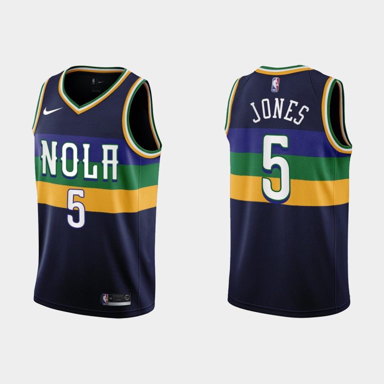 Men New Orleans Pelicans #5 Herbert Jones 2022-23 City Edition Navy Jersey